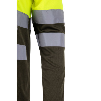 VL VULCAN. Polo bicolor bird-eye (160g/m²) de manga comprida, em poliéster (100)